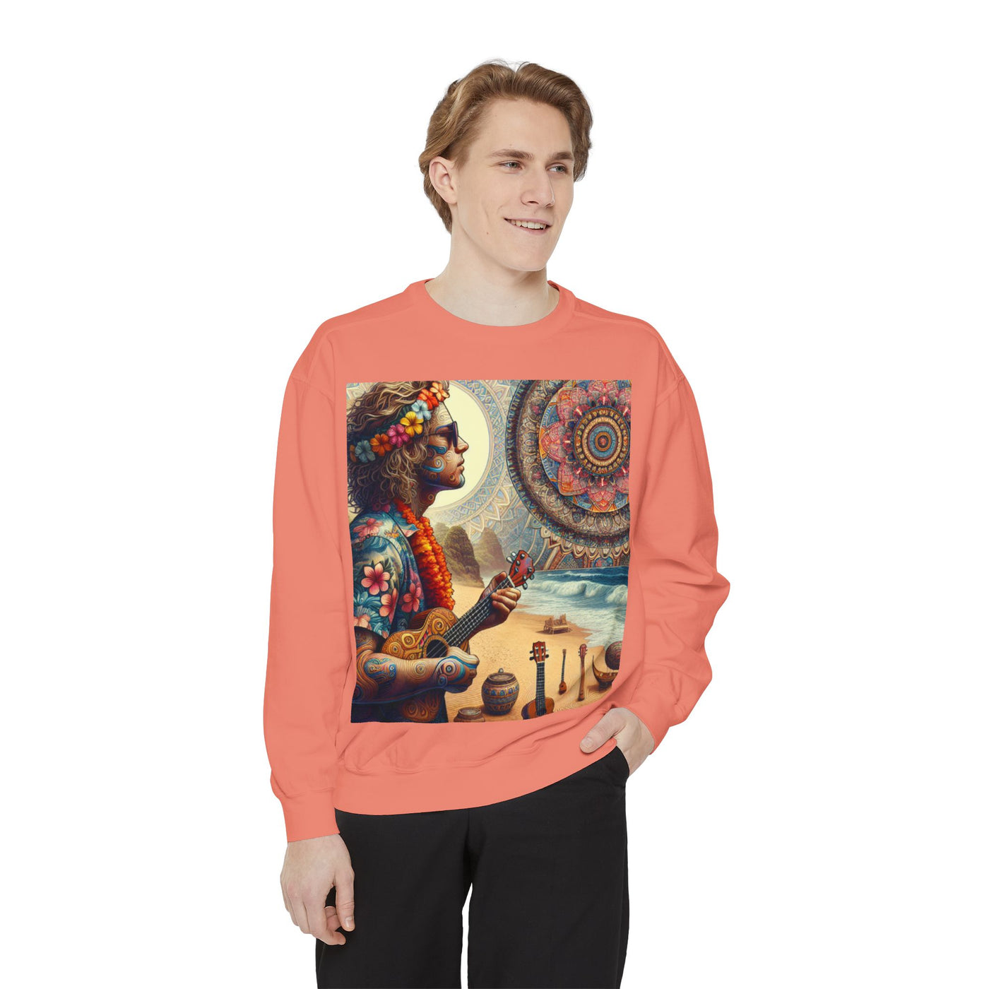 Bohemian Spirit Sweatshirt - Vibrant Garment-Dyed Hoodie, Casual Wear, Festival Style, Gift for Yogis, Artsy Vibes