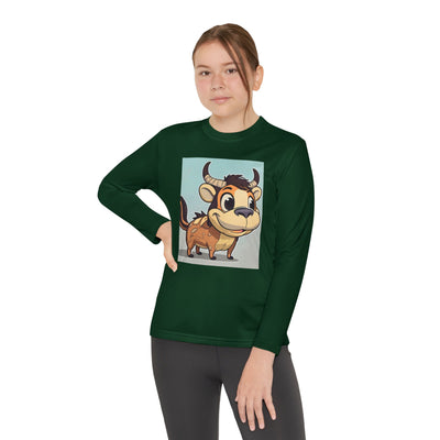 Kids Long Sleeve Tee — Cute Cartoon Bull Graphic