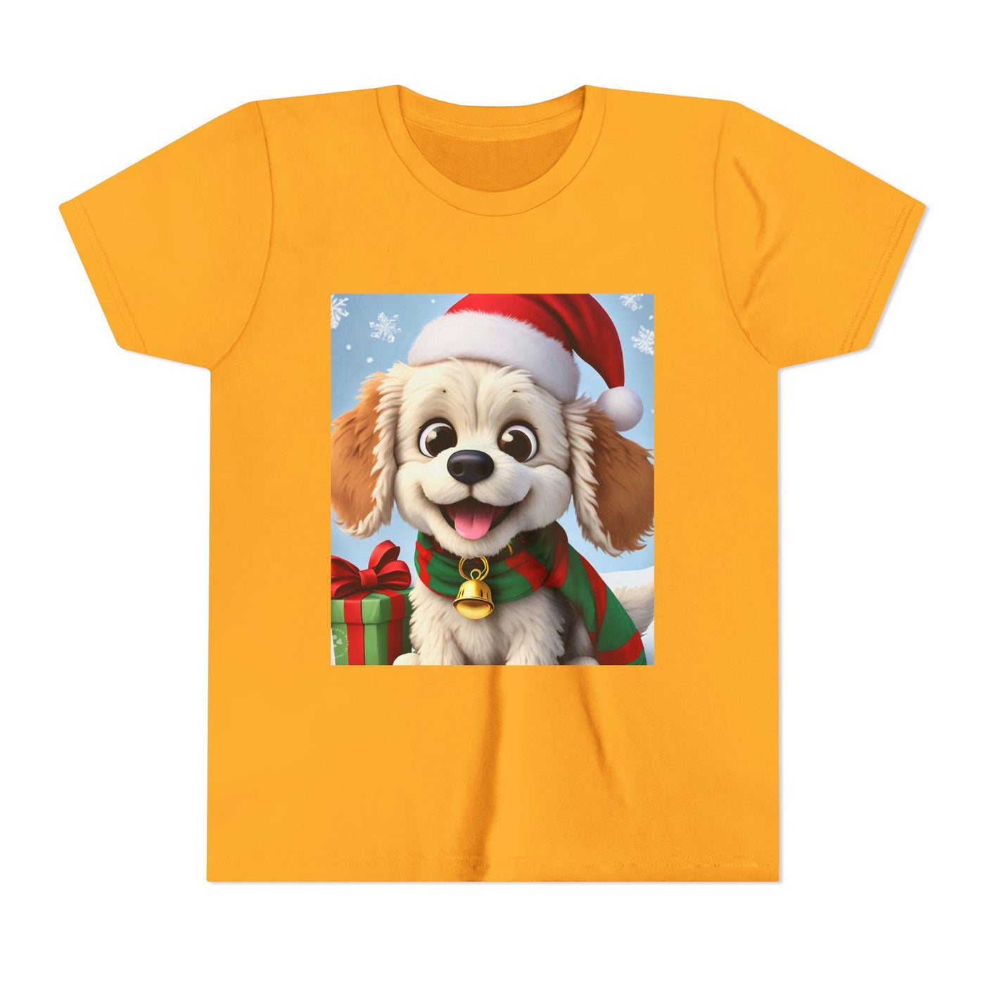 Cute Puppy Holiday Youth Short Sleeve Tee, Kids Christmas Gift, Dog Lover Shirt, Holiday Apparel, Fun Winter Wear