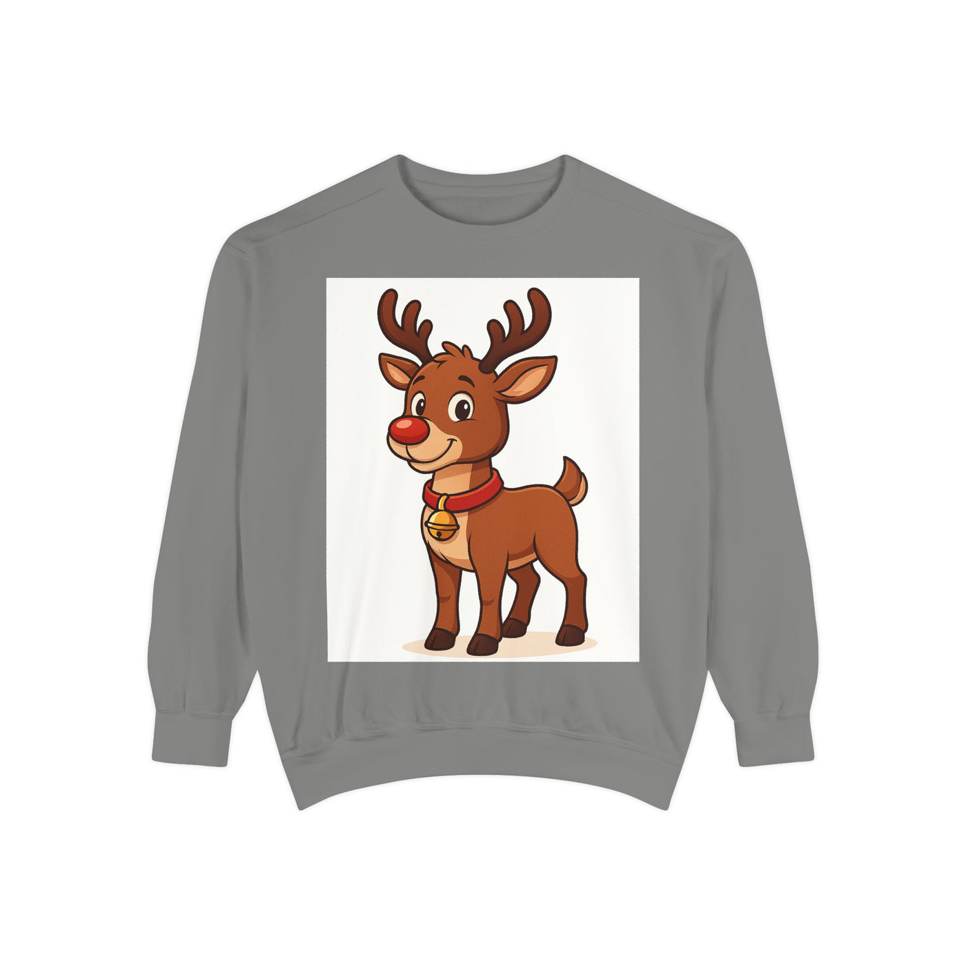 Reindeer Graphic Sweatshirt – Cute Cartoon Rudolph Christmas Pullover