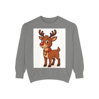 Reindeer Graphic Sweatshirt – Cute Cartoon Rudolph Christmas Pullover