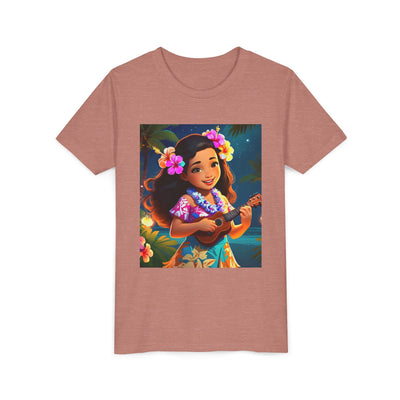 Hawaiian Melody Youth Tee, Tropical Short Sleeve Shirt, Fun Summer Kids Top, Vacation Outfit, Luau Party Wear