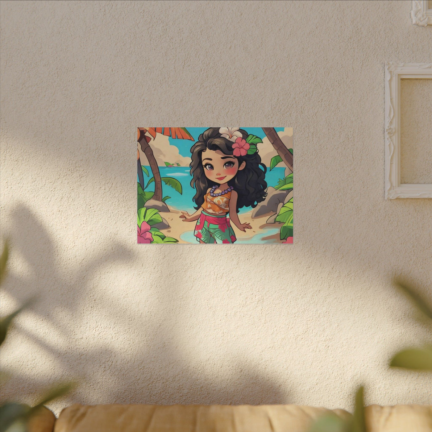 Tropical Girl Beach Canvas — Cute Hawaiian Island Wall Art