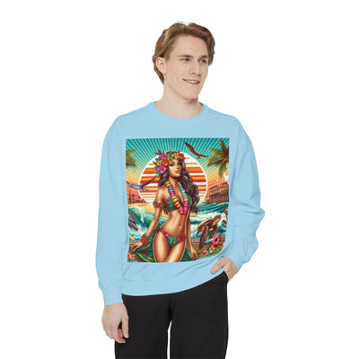 Tropical Vibe Sweatshirt - Beachy Casual Wear, Summer Outfits, Holiday Gift, Beach Lover Apparel, Colorful Graphic Design