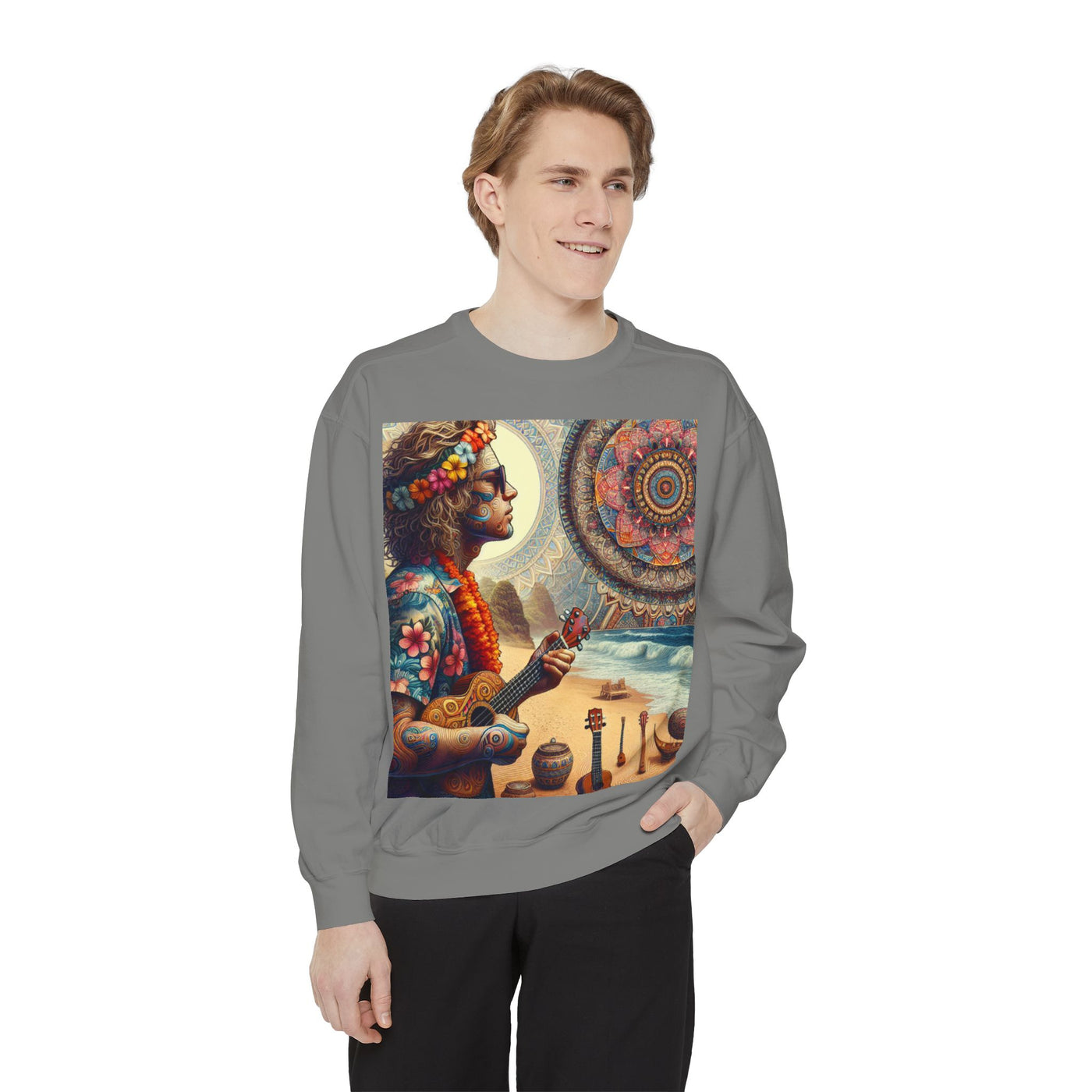 Bohemian Spirit Sweatshirt - Vibrant Garment-Dyed Hoodie, Casual Wear, Festival Style, Gift for Yogis, Artsy Vibes