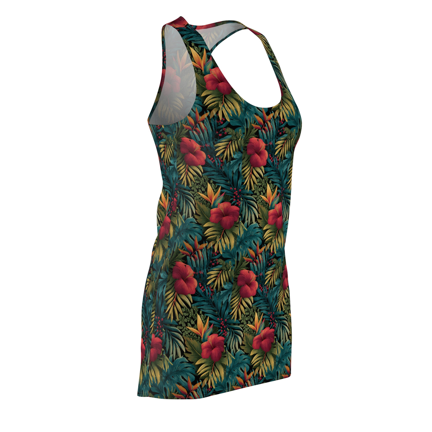 Tropical Hibiscus Racerback Dress — Floral All-Over Print Sundress