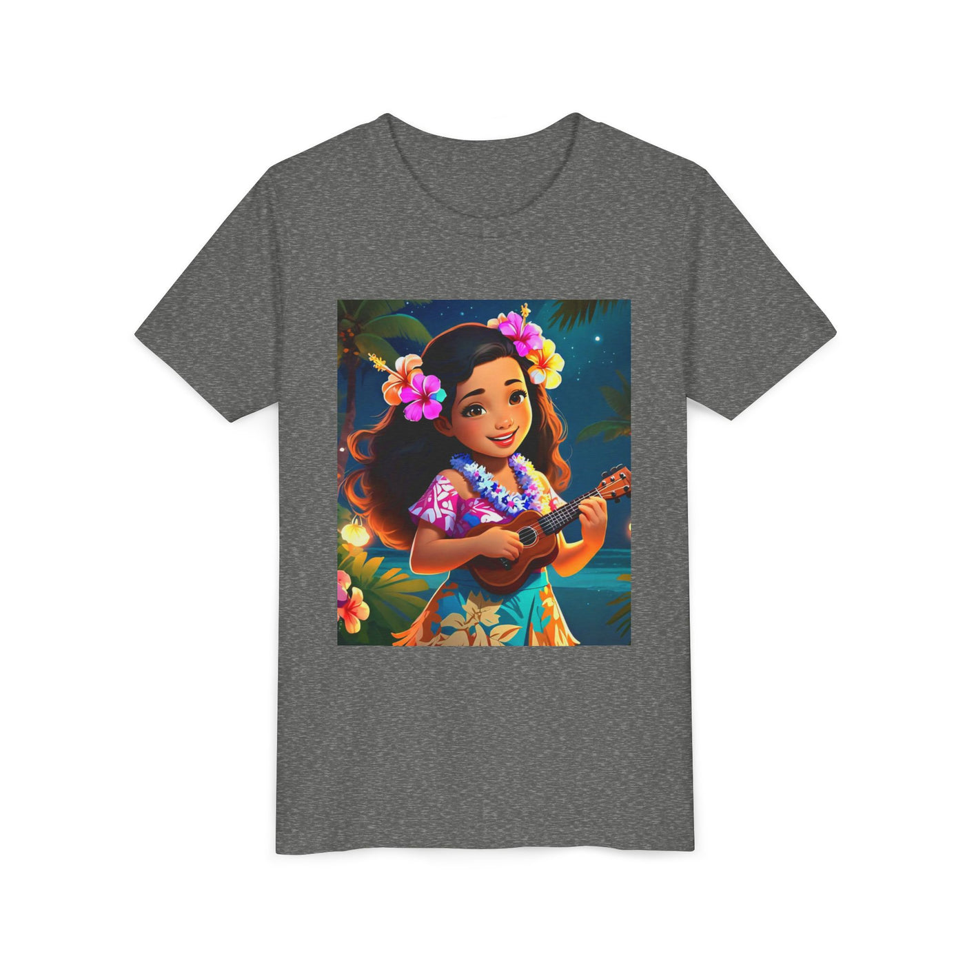 Hawaiian Melody Youth Tee, Tropical Short Sleeve Shirt, Fun Summer Kids Top, Vacation Outfit, Luau Party Wear