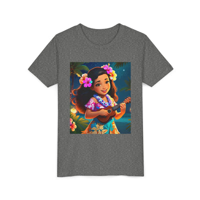 Hawaiian Melody Youth Tee, Tropical Short Sleeve Shirt, Fun Summer Kids Top, Vacation Outfit, Luau Party Wear