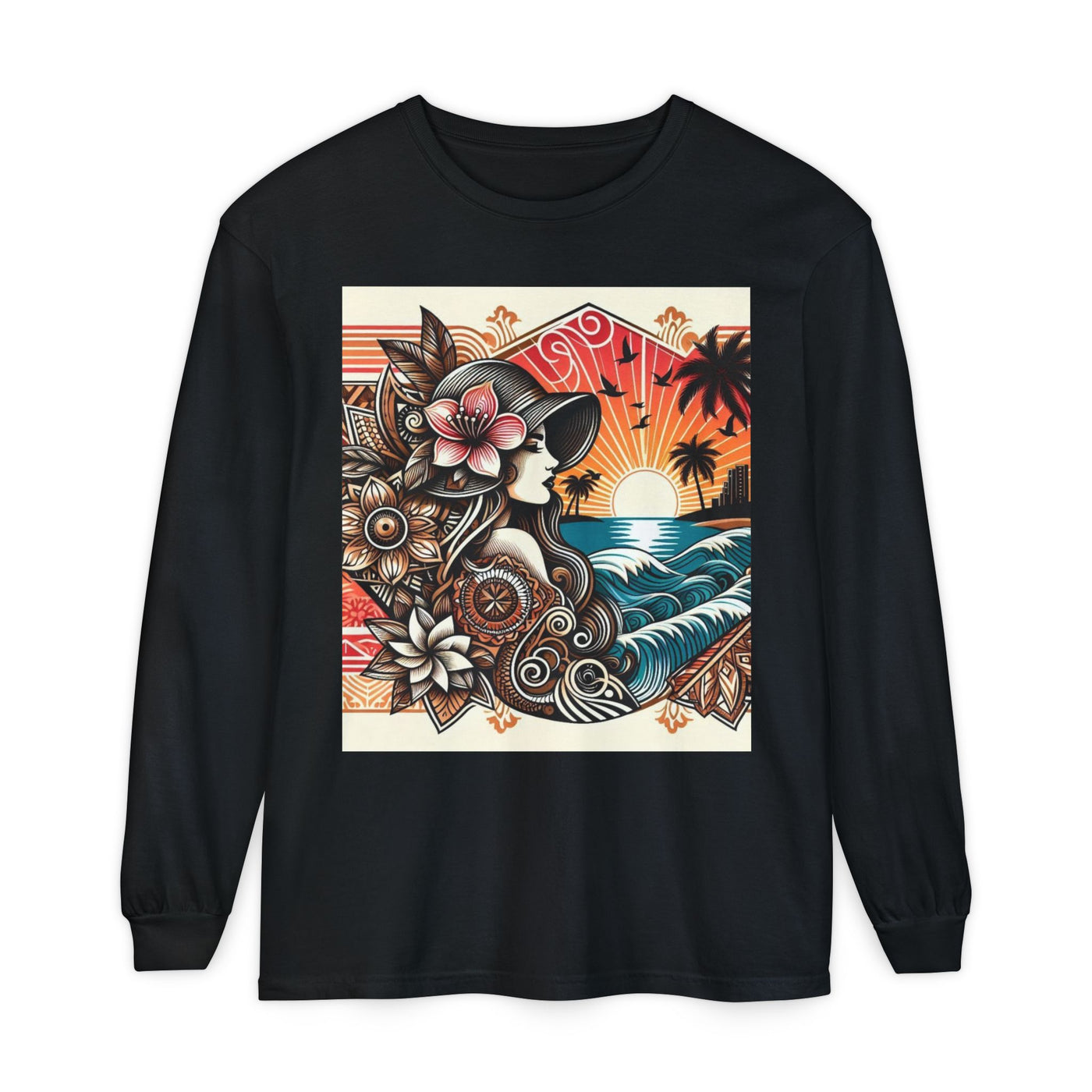 Hawaiian Sunset Floral Long Sleeve Tee
