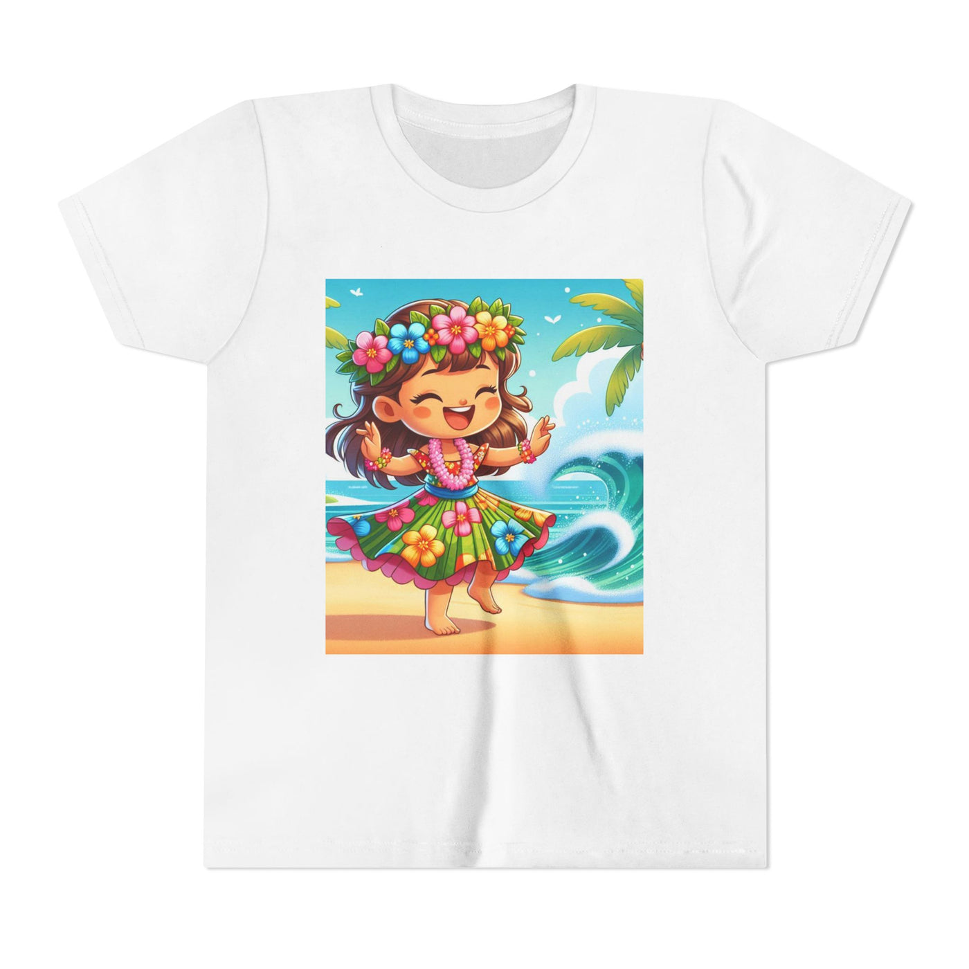Hawaiian Luau Youth Tee, Cute Beach Shirt, Kids Tropical Summer Fun Tee, Tropical Vacation Gift, Floral Dance Tee