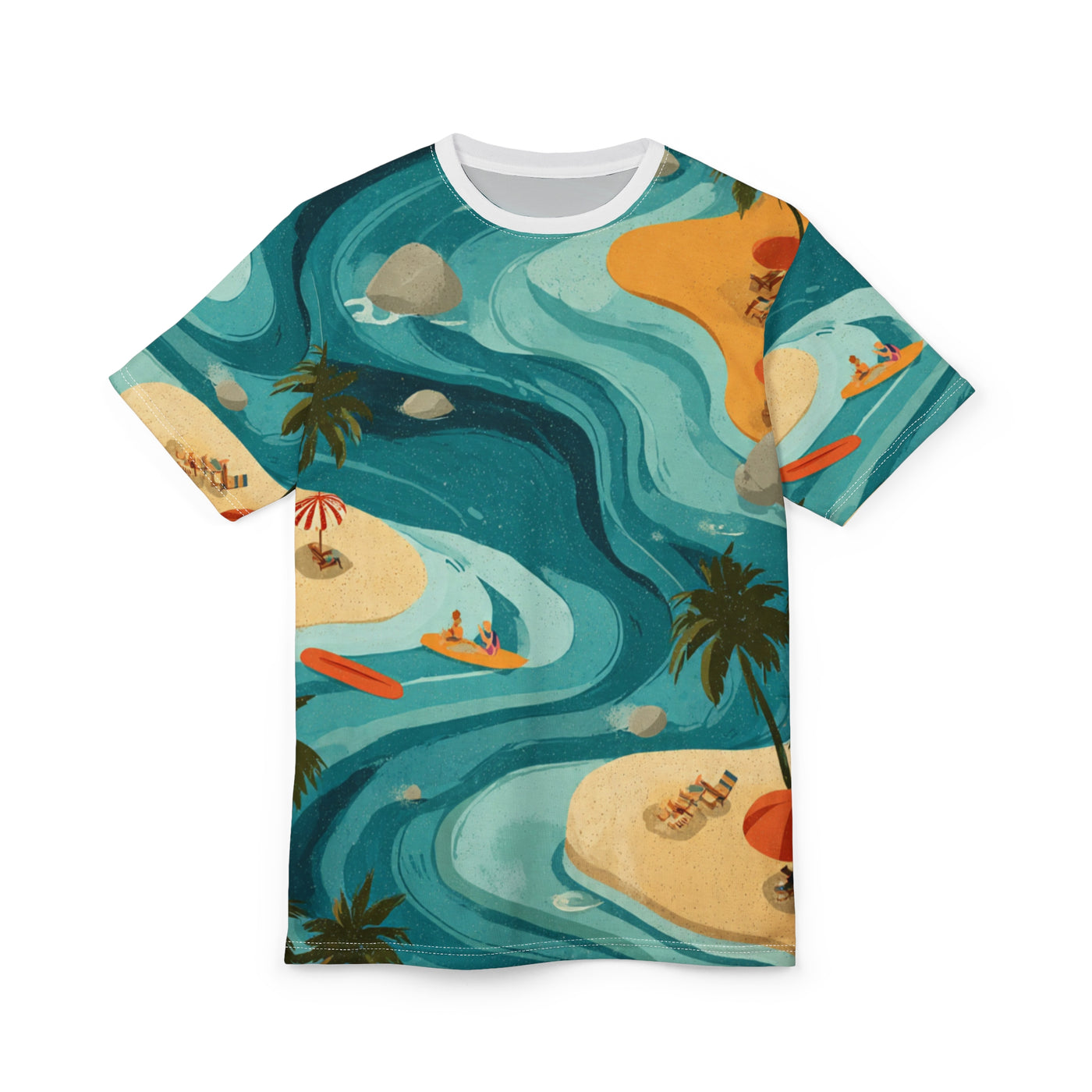 Tropical Beach Waves All-Over Print Tee