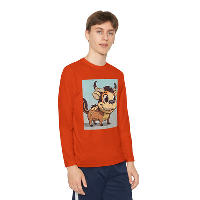 Kids Long Sleeve Tee — Cute Cartoon Bull Graphic