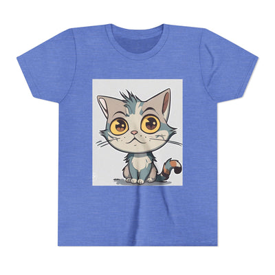 Cute Cartoon Cat Youth Tee, Kids T-Shirt, Cat Lover Gift, Fun Graphic Tee, Birthday Present, Animal Shirt