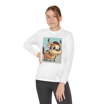 Kids Long Sleeve Tee — Cute Cartoon Bull Graphic