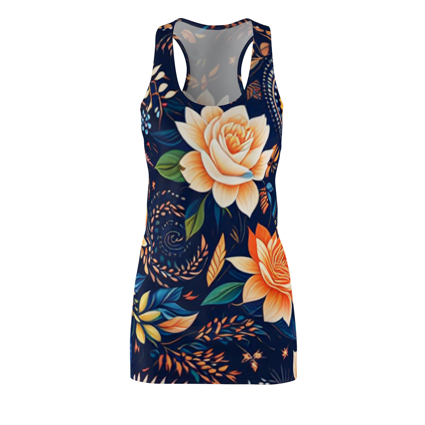 Floral Pattern Racerback Dress, Summer Dress, Beachwear, Vacation Outfit, Casual Day Dress, Floral AOP Dress