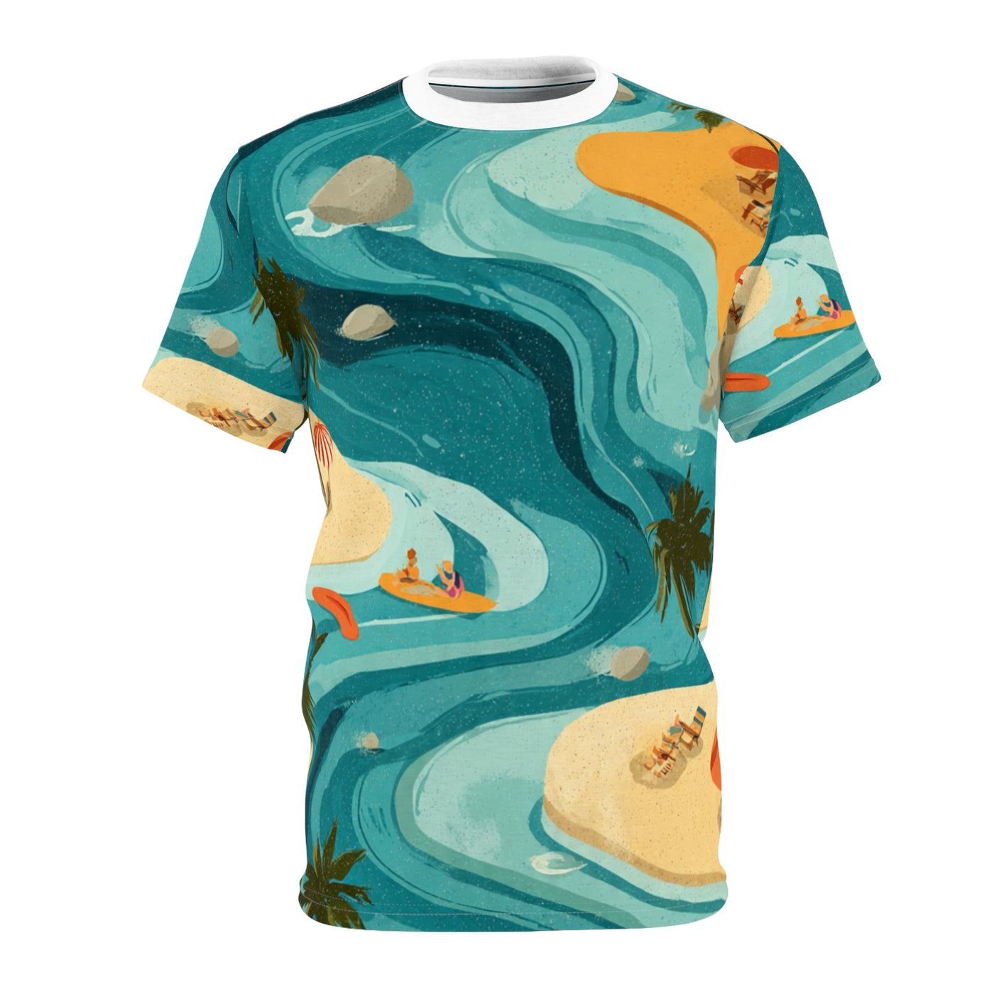 Tropical Beach Waves All-Over Print Tee