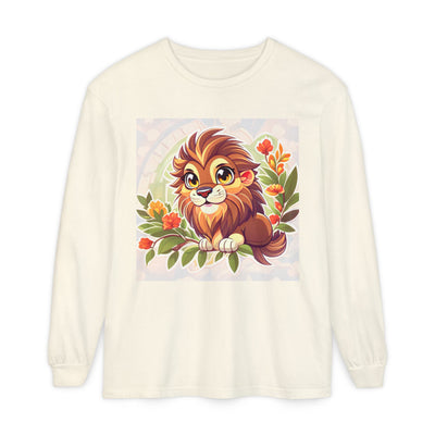 Adorable Lion Graphic Long Sleeve T-Shirt, Animal Lover Tee, Cute Gift for Kids & Toddlers, Birthday & Holiday Apparel, Nature Theme