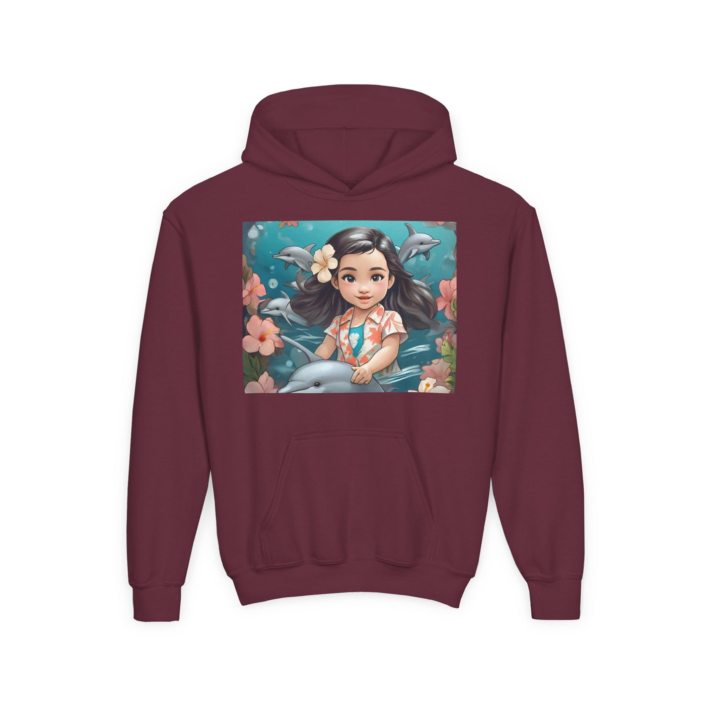 Dolphin Dreams Youth Hoodie - Cute Character Design, Perfect for Gifts, Kids Clothing, Ocean Vibes, Seasonal Wear