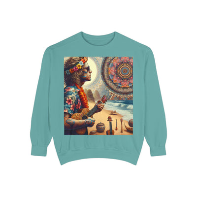 Bohemian Spirit Sweatshirt - Vibrant Garment-Dyed Hoodie, Casual Wear, Festival Style, Gift for Yogis, Artsy Vibes