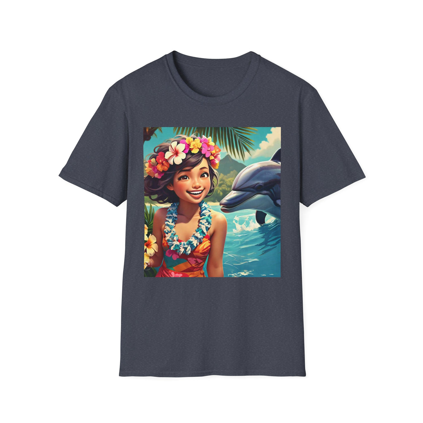 Tropical Dolphin Graphic Tee | Relaxed Vibe, Vacation Wear, Beach Party, Gift for Nature Lovers, Summer Fun