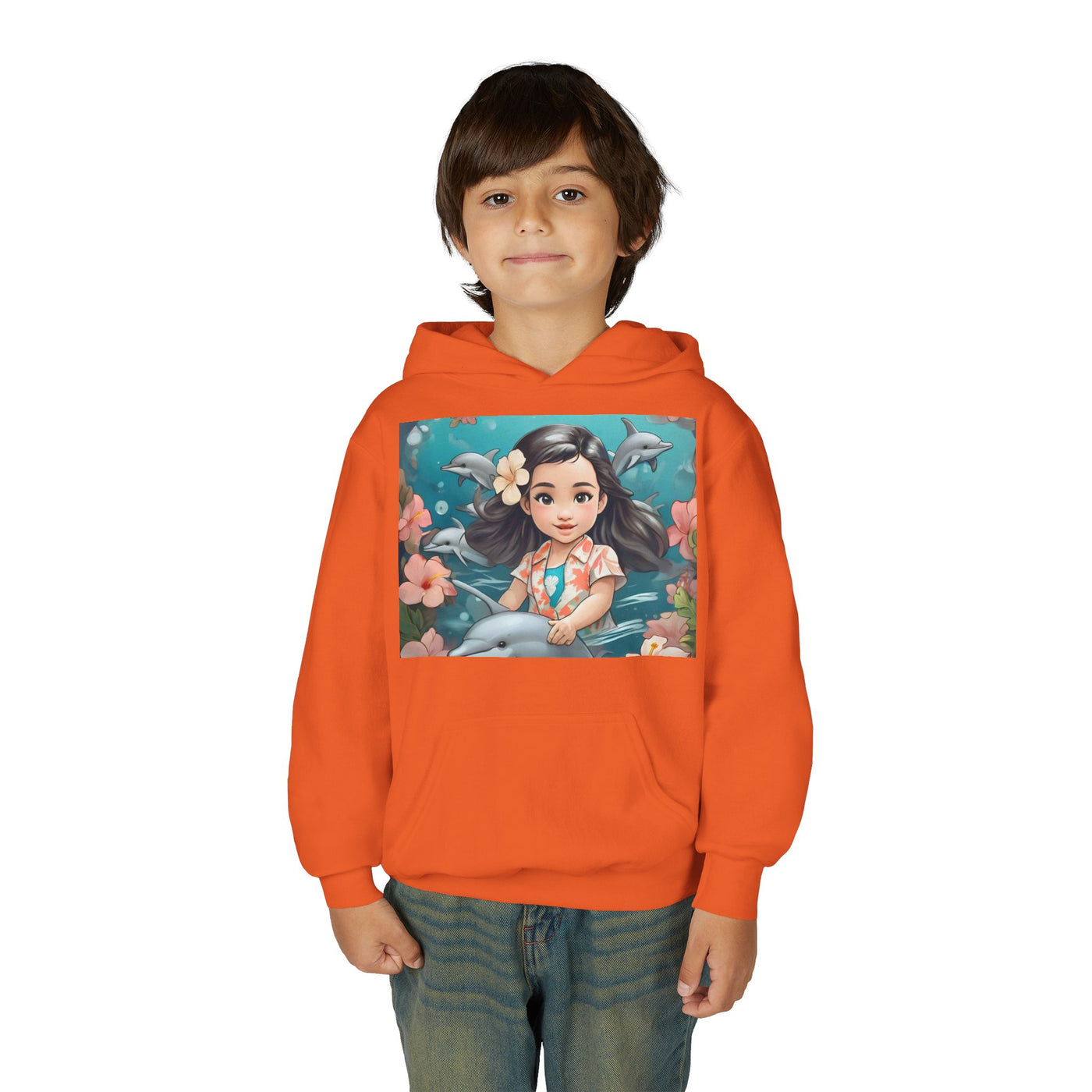 Dolphin Dreams Youth Hoodie - Cute Character Design, Perfect for Gifts, Kids Clothing, Ocean Vibes, Seasonal Wear