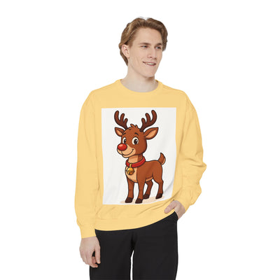 Reindeer Graphic Sweatshirt – Cute Cartoon Rudolph Christmas Pullover