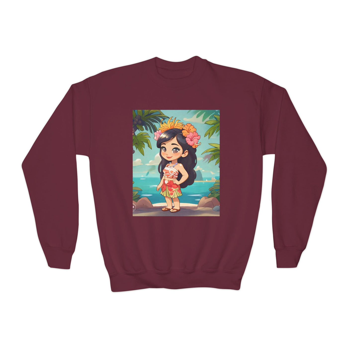 Hawaiian Hula Girl Youth Crewneck Sweatshirt