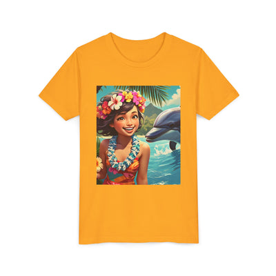 Hawaiian Youth Tee, Summer T-Shirt, Tropical Kids Shirt, Beachwear, Luau Outfit, Vacation Apparel