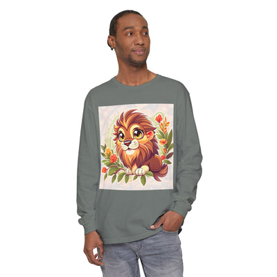 Adorable Lion Graphic Long Sleeve T-Shirt, Animal Lover Tee, Cute Gift for Kids & Toddlers, Birthday & Holiday Apparel, Nature Theme