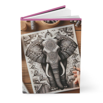 Elegant Elephant Design Hardcover Journal, Art Notebook for Creativity, Gift for Writers, Journal for Nature Lovers, Sketchbook