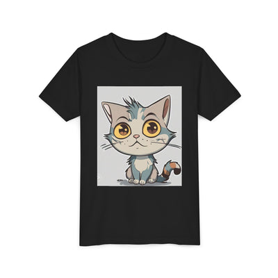Cute Cartoon Cat Youth Tee, Kids T-Shirt, Cat Lover Gift, Fun Graphic Tee, Birthday Present, Animal Shirt