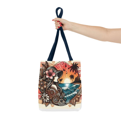 Tote Bag — Tropical Sunset Polynesian Floral Wave Design
