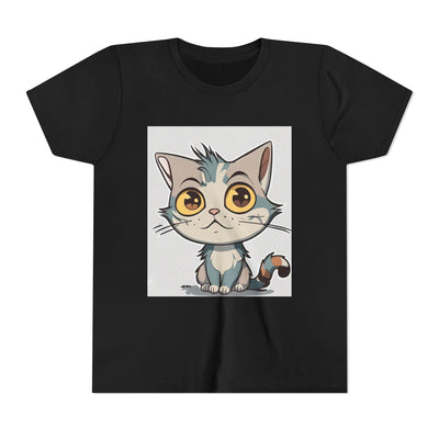 Cute Cartoon Cat Youth Tee, Kids T-Shirt, Cat Lover Gift, Fun Graphic Tee, Birthday Present, Animal Shirt