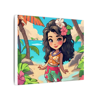 Tropical Girl Beach Canvas — Cute Hawaiian Island Wall Art
