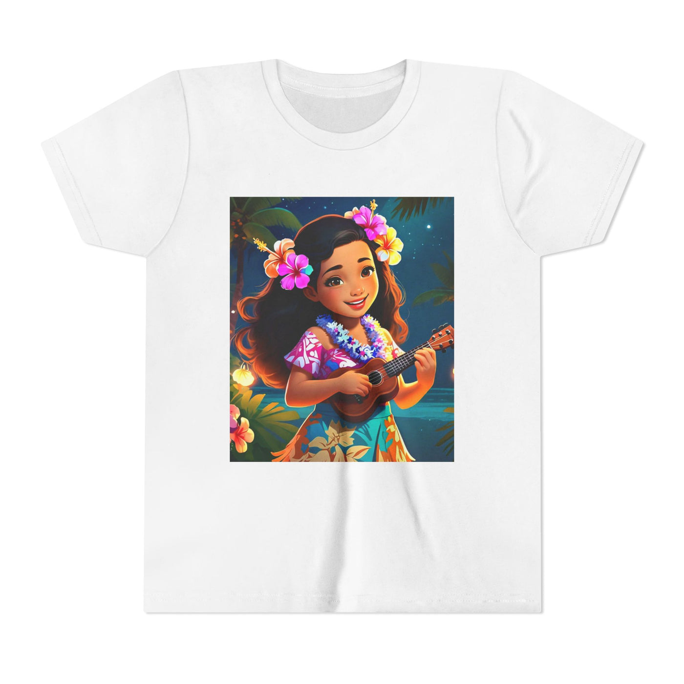 Hawaiian Melody Youth Tee, Tropical Short Sleeve Shirt, Fun Summer Kids Top, Vacation Outfit, Luau Party Wear