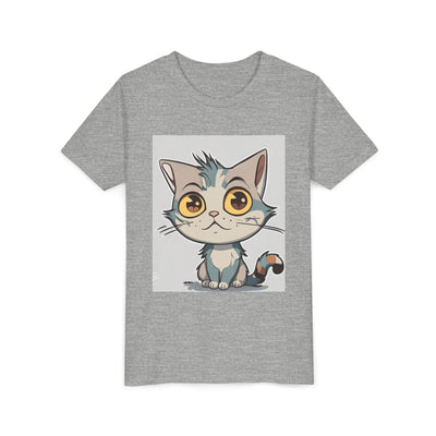 Cute Cartoon Cat Youth Tee, Kids T-Shirt, Cat Lover Gift, Fun Graphic Tee, Birthday Present, Animal Shirt