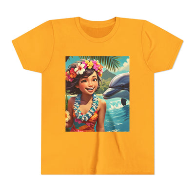 Hawaiian Youth Tee, Summer T-Shirt, Tropical Kids Shirt, Beachwear, Luau Outfit, Vacation Apparel