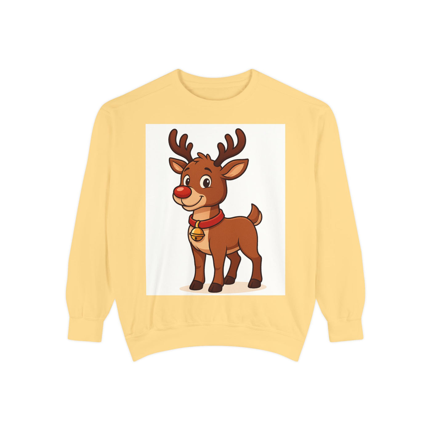Reindeer Graphic Sweatshirt – Cute Cartoon Rudolph Christmas Pullover