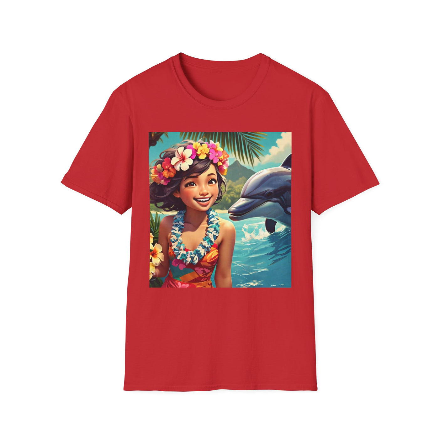 Tropical Dolphin Graphic Tee | Relaxed Vibe, Vacation Wear, Beach Party, Gift for Nature Lovers, Summer Fun