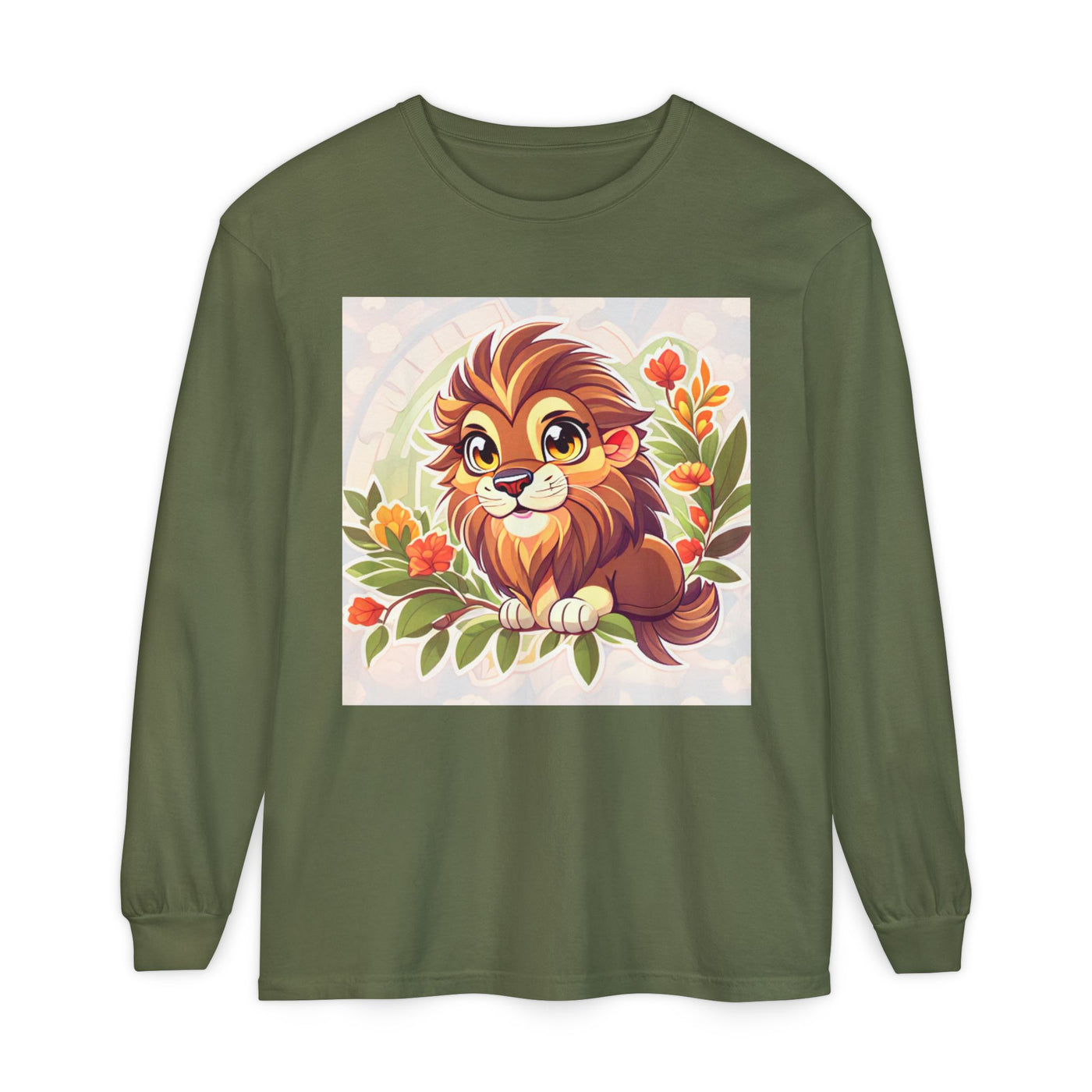 Adorable Lion Graphic Long Sleeve T-Shirt, Animal Lover Tee, Cute Gift for Kids & Toddlers, Birthday & Holiday Apparel, Nature Theme