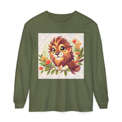 Adorable Lion Graphic Long Sleeve T-Shirt, Animal Lover Tee, Cute Gift for Kids & Toddlers, Birthday & Holiday Apparel, Nature Theme