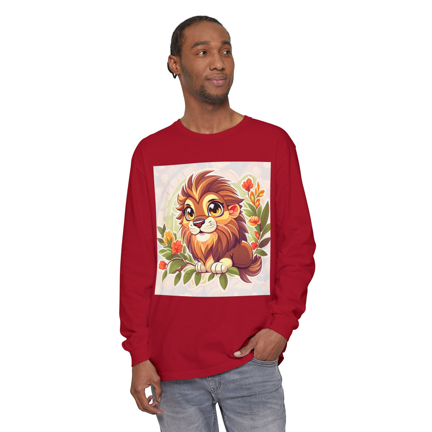 Adorable Lion Graphic Long Sleeve T-Shirt, Animal Lover Tee, Cute Gift for Kids & Toddlers, Birthday & Holiday Apparel, Nature Theme