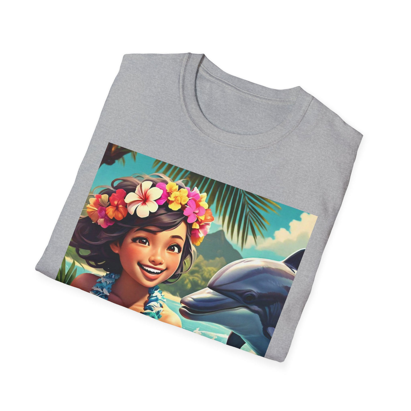 Tropical Dolphin Graphic Tee | Relaxed Vibe, Vacation Wear, Beach Party, Gift for Nature Lovers, Summer Fun