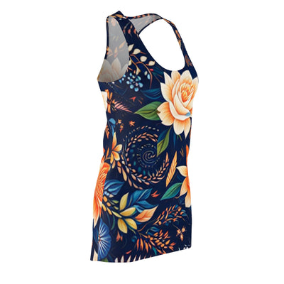 Floral Pattern Racerback Dress, Summer Dress, Beachwear, Vacation Outfit, Casual Day Dress, Floral AOP Dress