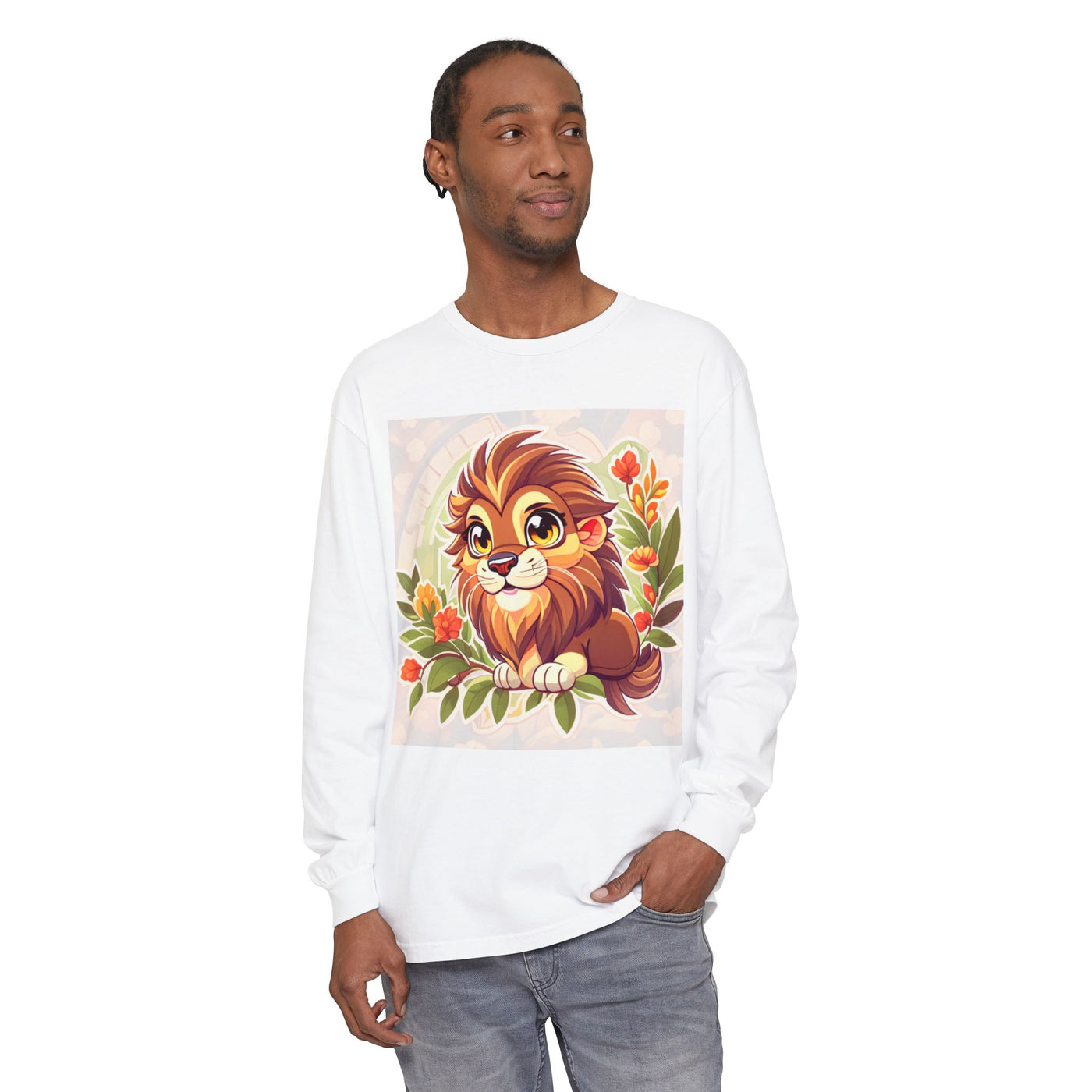 Adorable Lion Graphic Long Sleeve T-Shirt, Animal Lover Tee, Cute Gift for Kids & Toddlers, Birthday & Holiday Apparel, Nature Theme
