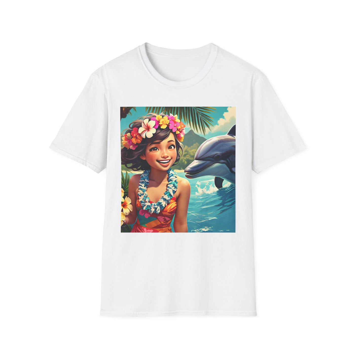 Tropical Dolphin Graphic Tee | Relaxed Vibe, Vacation Wear, Beach Party, Gift for Nature Lovers, Summer Fun