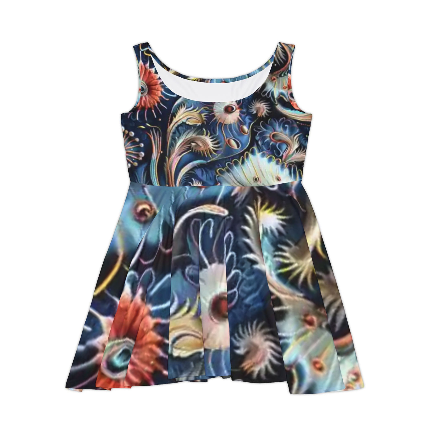 Floral Swirl Skater Dress - Navy Abstract Boho Print