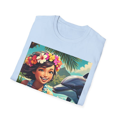 Tropical Dolphin Graphic Tee | Relaxed Vibe, Vacation Wear, Beach Party, Gift for Nature Lovers, Summer Fun