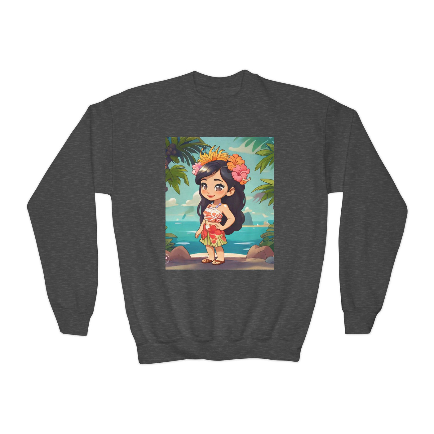 Hawaiian Hula Girl Youth Crewneck Sweatshirt