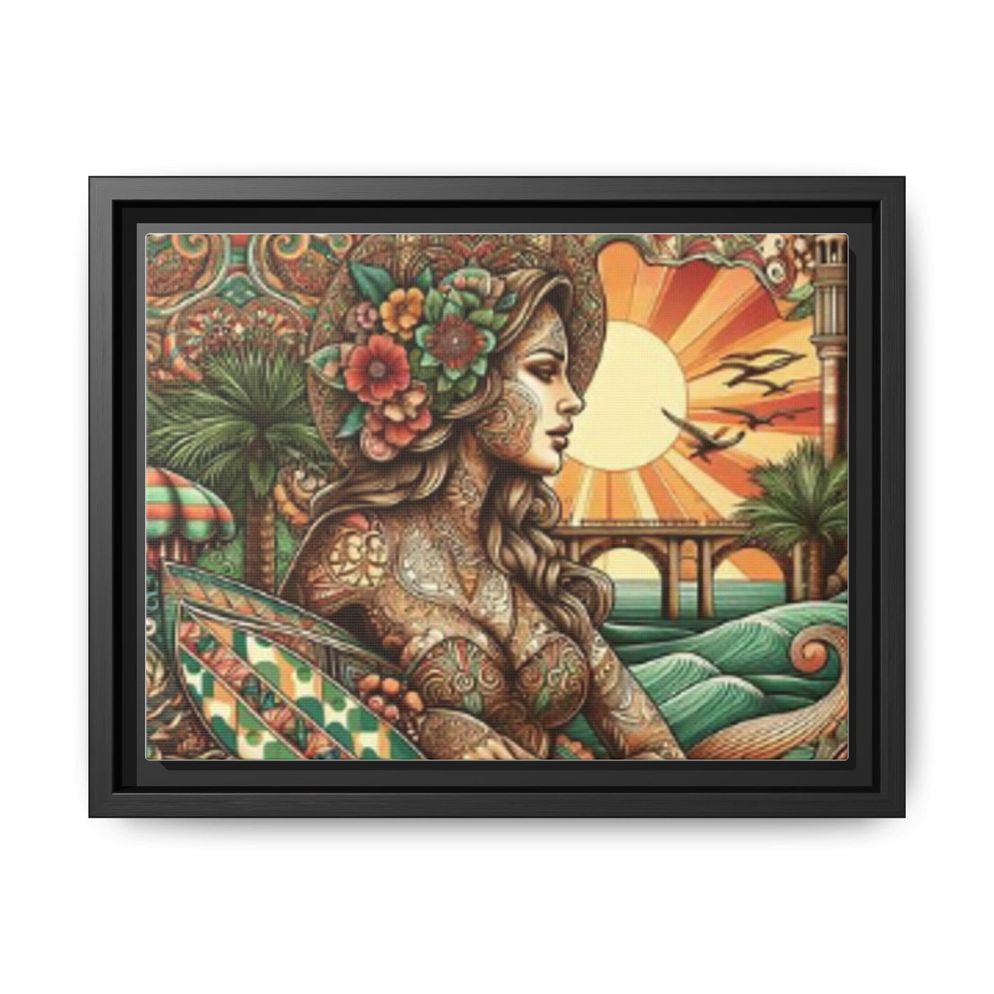 Bohemian Wall Art, Framed Beach Print, Home Decor, Coastal Art, Boho Wall Decor, Gift for Her